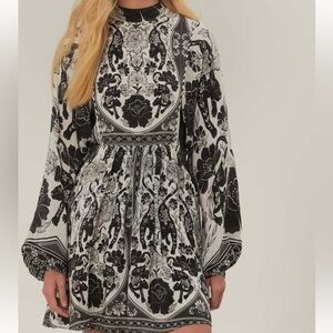 FARMRIO off white flower leopards dress